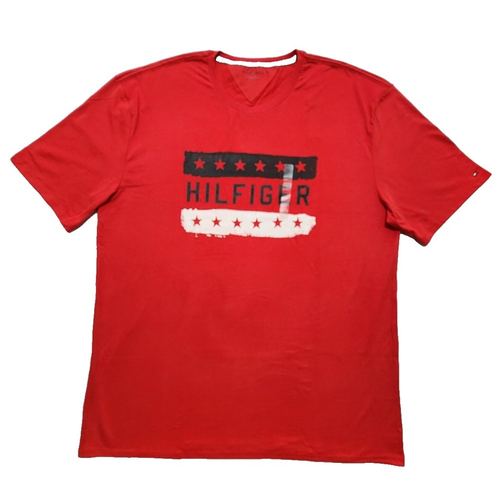 Tommy Hilfiger Mens T-Shirt Short Sleeve Graphic Print Tee Crewneck‎ Red 3XL